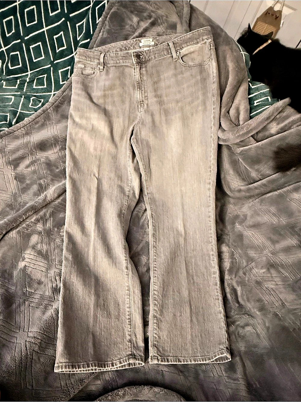 L.L.Bean Favorite Fit Jeans Straight Leg Gray Waist 18